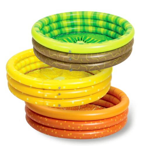 3 Packs 45" X 10" Inflatable Kiddie Pool, Lemon Orange Kiwi Swimming Pool For Kids Toddler Summer Fun, Indoor&Outdoor Water Pool Baby Pool Pit Ball Pool For Ages 3+ #TOP15