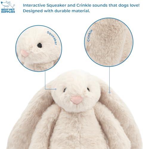 Best Pet Supplies Interactive Squeaky Dog Chew Toy, Ideal Dog Toys for Chewers, Small, Medium & Large Dogs, and Fetch Lovers - Bunny (Beige), Large by Best Pet Supplies - Image 2
