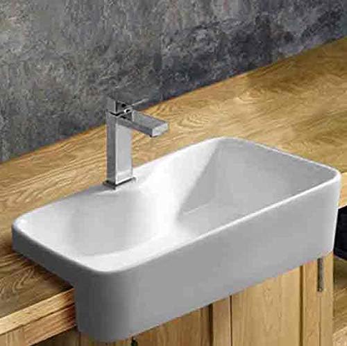 clickbasin 485mm by 375mm Inset Semi Recessed Countertop Basin With Mixer Tap and Pop Up Waste