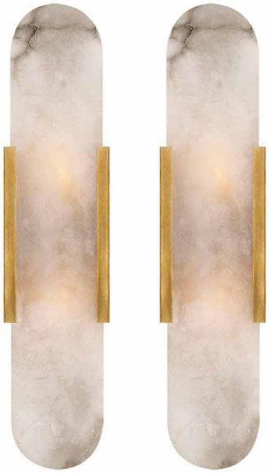 TRIVIDHA Modern Marble Wall Lamps Set Of Two Creative Design Art Wall Light Bathroom Vanity Wall Sconce Lighting Alabaster Wall Lamps For Living Room Bedside Corridor Balcony