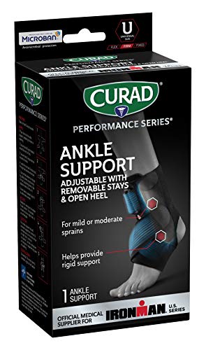CURAD Performance Series Ironman Ankle Support with Removable Stays, Adjustable, 1 Count