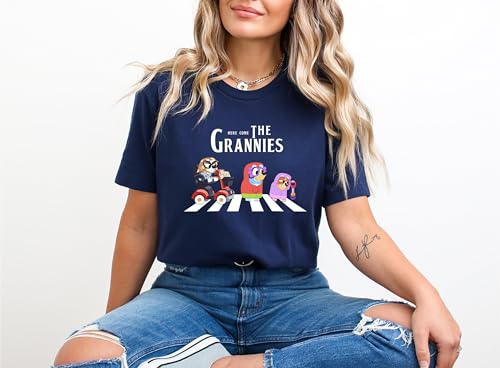 Here Come The Grannies Blue Shirt, Cartoon Character Shirt, Funny Grandma Shirt, Muffin Adults and Youth Shirt2