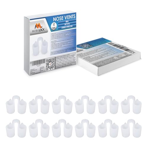 Nose Vent Sinus Relief (Pack of 12 Small Size) Soft Vents - A Simple Solution for Nasal Snorers - Reusable Snoring Device to Enjoy a Peaceful Nights Sleep - by Mobi Lock
