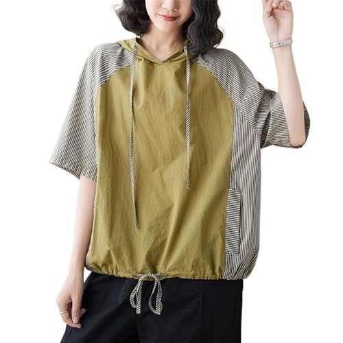 Sweat-shirt patchwork rayé femme à manches mi-longues et poches coupe surdimensionnée