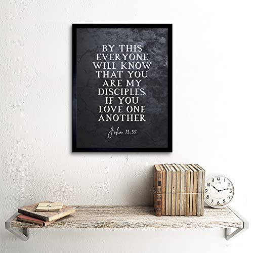 Artery8 John 13:35 My disciples Love One Another Christian Bible Verse Quote Scripture Typography Art Print Framed Poster Wall Decor 12x16 inch - Thumbnail 2
