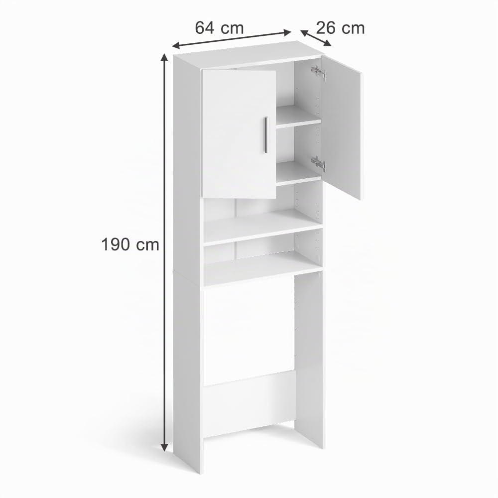 Vicco Waschmaschinenschrank, Weiß, 64 x 190 cm