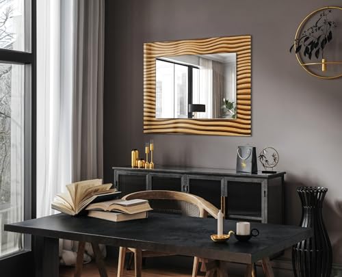 Miroir imprimé 80x60 cm vagues en bois sans cadre rectangulaire - 4