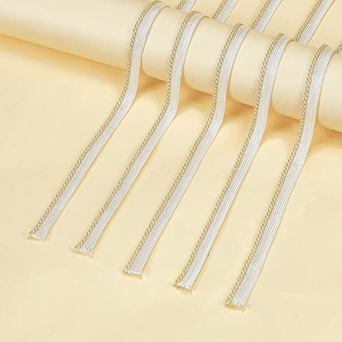 Ahandmaker 10 Yards 11 Mm White/Gold Cord-Edge Piping Trim, Piping Trim With Cord Twisted Lip Cord Trim, For Sewing Clothing Pillows Lamps Draperies #TOP4