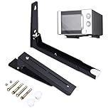 2 PCS Universal Microwave Shelf Wall Mounted, Microwave Wall Bracket Arm Adjustable Extensible Folding Shelf Brackets Load 45kg for Microwaves Oven (Black)