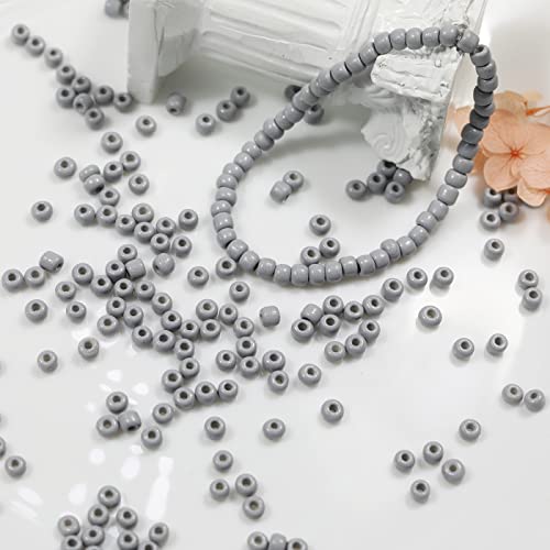 Bala&Fillic Gray Color 4mm Seed Beads About 1200pcs/100Grams in Bag, 6/0 Glass Craft Beads for Making Bracelet and Necklace (Gray) - Image 2