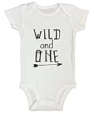Boys or Girls 1st Birthday Gift - 1 Year Old Bday Shirt “Wild and One” Funny Threadz Kids 18 Months, White