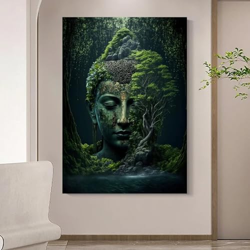 Peinture sur toile Bouddha vintage YAJNILUCK 75x105 cm art mural premium