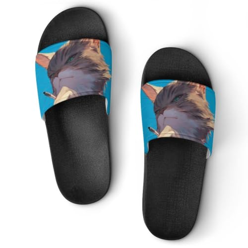 Pantoufles de bain chat en smoking : sandales de maison style slide taille 37