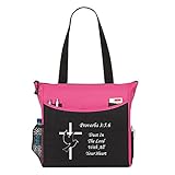 Proverbs 3:5.6 Trust In The Lord With All Your Heart Tote Bag Christian Bible Cover Verse Church Office School Travel Gym Book Organizer - Pink Black