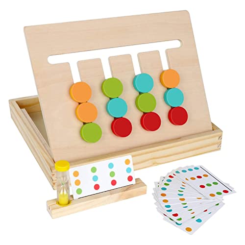 Image of Montessori Preschool Learning Toys for Kids: Wooden Slide Puzzle Board Toys Color Shape Sorting Matching Brain Teasers Education Logic Game Gift for 3 4 5 6 7 Years Old Toddlers Child Boys Girls
