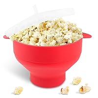 Fousenuk Ciotola per Popcorn, Macchina per Popcorn in Silicone con Coperchio e Manico, Pieghevole Popcorn per Microonde, Popcorn Popper Bowl Senza Olio per Feste in Casa, Serate Cinematografiche