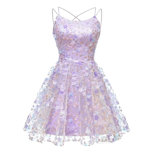 Short Spaghetti Straps Tulle Homecoming Dresses 2025 Empire Waist A Line Lace Flower Cocktail Gowns SF049