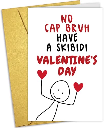 HCIU6YGQ Funny BRUH Valentines Day Card for Boys Girls Teens, Humorous Gen Z Slang Valentine's Day Card Gift for Son Daughter Grandson Granddaughter Nephew Niece Teenager, Gift for Teen