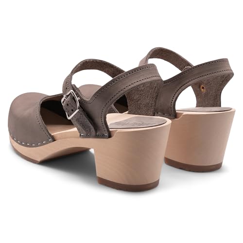 Image of Sandgrens Handmade Swedish Wood Clogs for Women, High Heel Sandal | Victoria