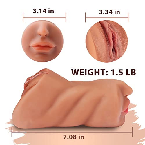 3 In 1 Pocket Pussy Male Masturbators With Lifelike Face, Sex Doll With Realistic Textured Mouth Vagina And Tight Anus, Masturbator Deep Throat Oral Adult Sex Toys For Men Masturbation (Brown) #TOP4