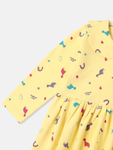 Image of Nautinati Baby Girls 100% Cotton Peterpan Collar Printed Dress | Age 0-3 Years