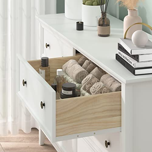 Ikeno 6 Drawers White Dresser, Modern Solid Wood Chest Of Drawers, White Dresser For Bedroom Room (White) #TOP3