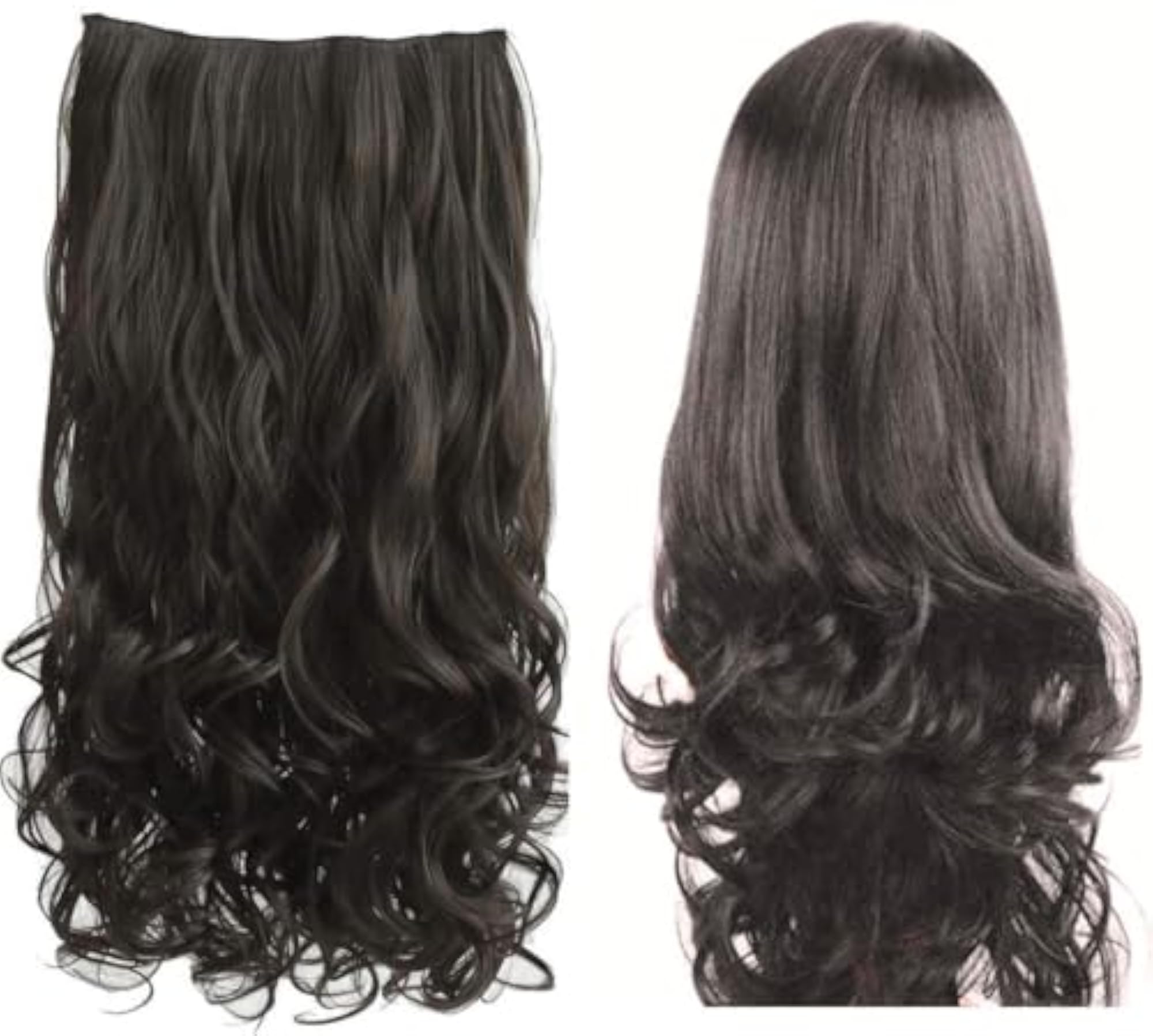 Curly Wavy Extensions for Women & Girls, Black Brown