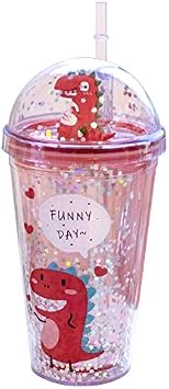 Dinosaur Travel Tumbler Cups Cartoon Water Bottle adults Picnic Drinking Cups with Straws Ice Coffee Mug Reusable Plastic Cup Birthday Gift