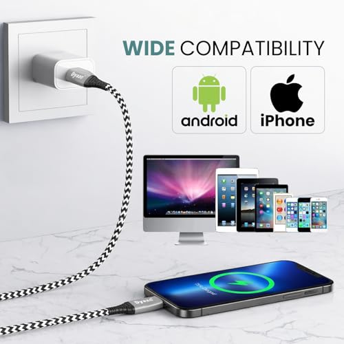 Image of 2.8A Type C Fast Charging Cable | Nylon Braided USB to USB C Charger Cord with Data Sync | Compatible with Samsung, Xiaomi, Realme, Oppo, Vivo & Type C Devices - 3 year Warranty (1M, Black)