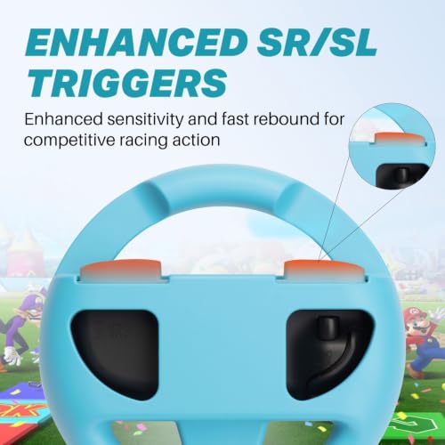 Image of NiTHO Racing Wheel Compatible with Switch 2 Controllers, Steering Wheel Grip for Racing Karting Games, Easy Snap-In Design, Gaming Accessory for Switch 2 (Pack of 2, Blue & Red)