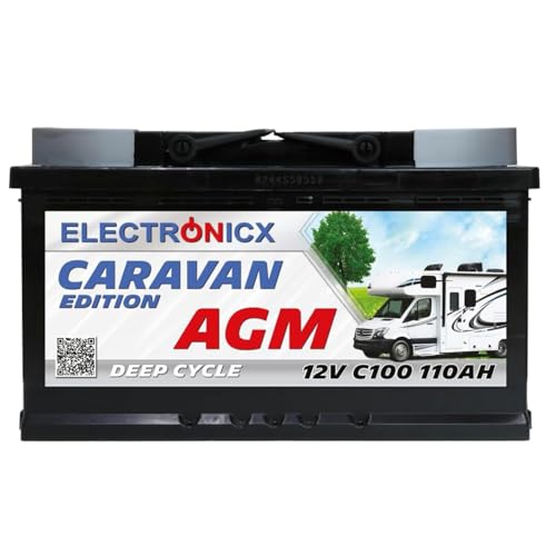Batteria AGM 12v 110Ah Electronicx Caravan Edition batteria solare accumulatore solari alimentazione batteria batteria 12v agm caravan batteria camper gel accumulatore