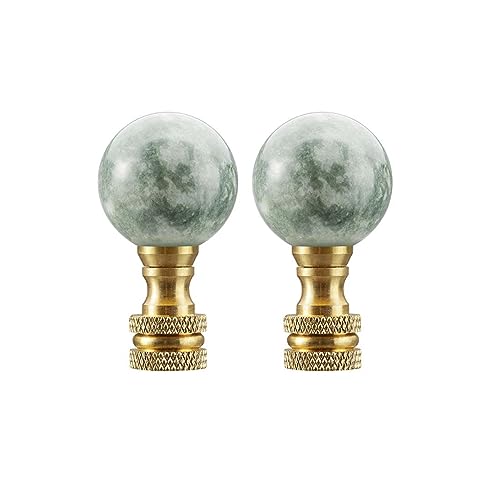 Aspen Creative, Green 24023-12, 2 Pack, Faux Marble Ball Finial with Brass Plated Finish, 2\" Tall