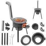 Wood Burning Stove, 18.9'Heavy-Duty Rocket Stove with 3 Furnace...
