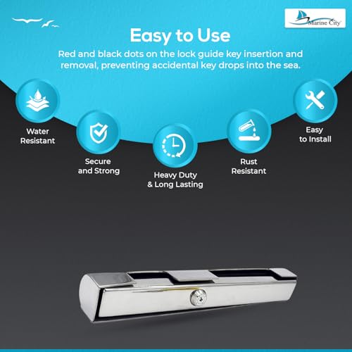 MARINE CITY 304 Grade Stainless Steel Fine Polished Strong and Sturdy Portable Outboard Engine Lock with Keys