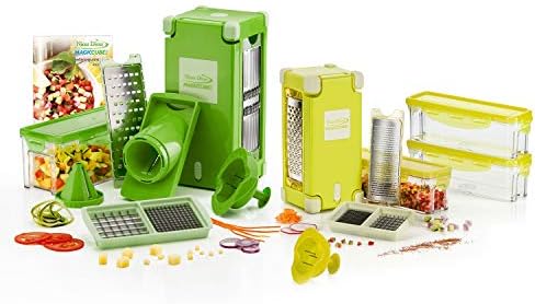 Genius Nicer Dicer Magic Cube | Deluxe-Set | 25 Pieces | Slicing | Grating | Julienne | Spirals | Slicing | Dicing | Fruit & Vegetable | as seen on TV | NEW