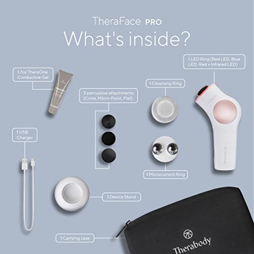 Theraface Pro - Handheld Facial Massage Device - Compact Electric Face And Skin Care Therapy Tool - 8-In-1 Treatment With Microcurrent And Led Light Therapy Rings For Ultimate Personal Beauty, White #TOP3