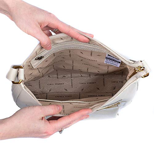 Bolsa tiracolo grande em couro Denise - Marfim