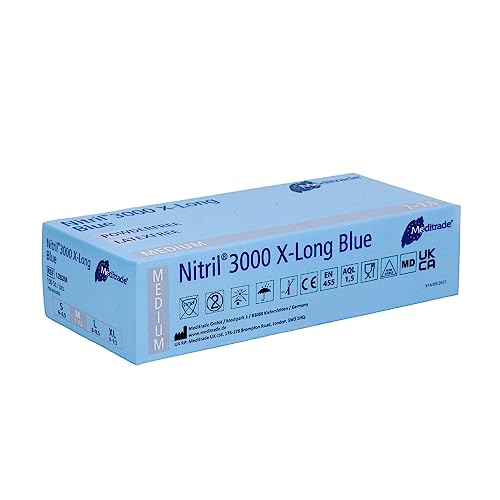 Guantes de nitrilo para limpieza y hogar Meditrade de color azul, 100 uds
