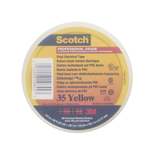 3M Scotch 35 PVC Isolierband Gelb, Stärke 0.18mm x 19mm x 20m, 0°C bis +105°C