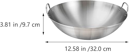 Miniatura 2 de Tofficu Wok de acero al carbono, wok de doble oreja, wok de metal binaural, antiadherente, sartén profunda para cocina, wok para freír, parrilla