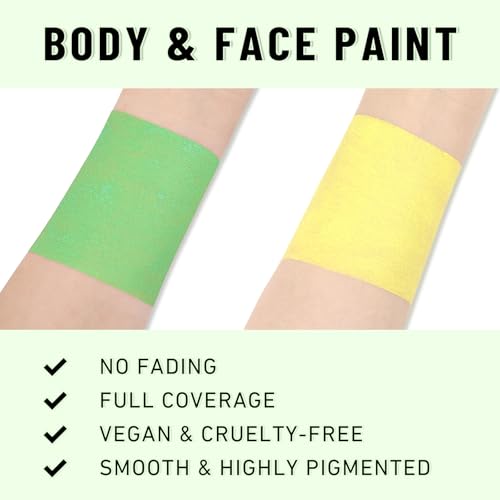 Image of BADCOLOR Brazil Yellow Green Face Body Paint Stick Set, Oil Based Sports Fan Makeup Stick, Waterproof Sweatproof Cream Face Paint for Football, Rugby, Softball, Baseball, Lacrosse, Sports Accessories