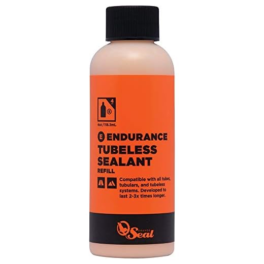 Orange Seal Endurance Formula Bicycle Tire Sealant for Road, Mountain Bike, CX, BMX, and Tri Bikes (4 oz)