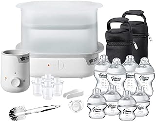 Tommee Tippee Complete Feeding Set, Super-Steam Electric Steriliser, Baby Bottle and Food Warmer, Baby Bottles and Accessories, White