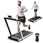 Goplus 2 in 1 Folding Treadmill, 2.25HP Superfit Under Desk Electric Treadmill, Installation-Free with Remote Control, APP Control and LED Display, Walking Jogging for Home Office
