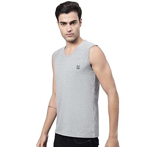 Image of Mack Jonney Regular Fit Cotton Solid Gym Vest for Men-V SL ANTHRA 01-P