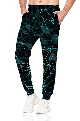 Belovecol Men's Jogger Sweatpants 3D Galaxy Graphic Sportswear Pants Diamond Geometric Gym Trousers with Pocket for Running XXL