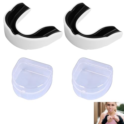 2 Pièces Protege Dents Sport, Protège Dents Boxe, Gouttière Dentaire en Silicone, Protection pour Boxe, MMA, Rugby, Hockey et Taekwondo, Ajustable,...