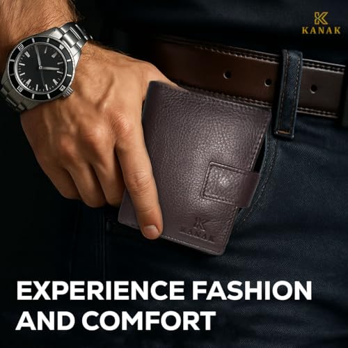 King Genuine Leather Wallet, Compact Bifold with Tab Closure, 4.5 inches x 3.7 inches x 1 inch (ROSEWOOD)2