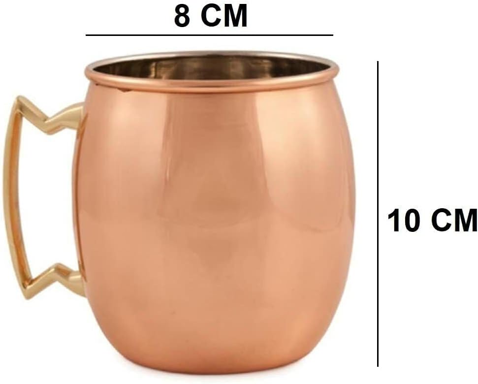 Pure Copper Mugs Set of 50 | Capacity 300ML |Shot Mug Bar Cocktail Wine | Smooth Finish - Easy Care Copper Interior - Strong Authentic Riveted-With Brass Handle (Simple Mug