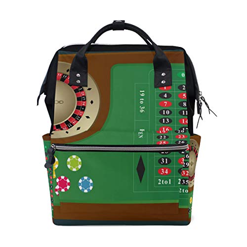 Preisvergleich Produktbild Roulette Spieltisch Schulrucksack mit großer Kapazität für Mumien-Taschen Laptop Handtasche Casual Reiserucksack für Damen Herren Erwachsene Teenager Kinder